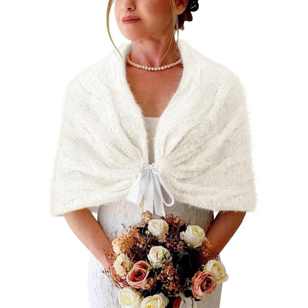 Brand New BB&KK Cream Knitted Shawl Wraps, Size M